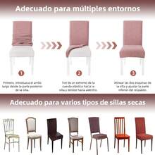 6 Pzas cubiertas de silla resistentes a salpicaduras en unicolor,Elástica Protectora De Silla Comedor Removible.cubierta moderna para silla de comedor de poliéster elástico, La cubierta de la silla es adecuada para la mayoría de las sillas, y la tela de alta elasticidad puede adaptarse a su silla muy bien y hacer que su silla se vea más fresca.  La cubierta de la silla de comedor puede transformar su vieja silla en una nueva, actualizar su decoración interior, extender la vida útil de la silla y ahorrar su dinero. Las fundas decorativas para sillas se pueden utilizar en salones, banquetes de boda, hoteles, conferencias, celebraciones, ceremonias, restaurantes, etc.todas las estaciones. - Rosa Rosa - Ver 5