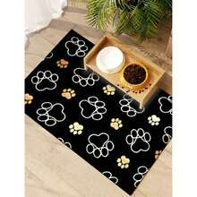 1pc Pet Paw Print Feeding Mat, Cat Dog Food Bowl Placemat, Pet Cage Pad, Suitable For All Seasons - Multicolor - View 2