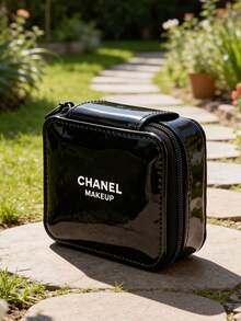 CHANEL 迷你化妆包，黑色漆皮，口红盒，粉饼盒，旅行收纳包，便携式，口红收纳盒，黑色漆皮，迷你盒，粉饼盒，耳机盒，旅行装 - 黑色 - 查看 5