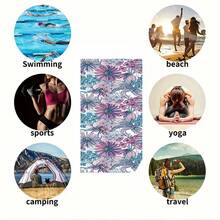 1pc Floral Beach Towel, Quick-Dry, Soft, Absorbent Polyester, Modern Design