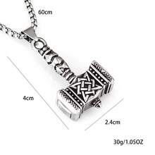 New  Hot-Selling In-Stock Retro Dominant Viking Thor's Hammer Pendant Stainless Steel Necklace DUCJ - Giọt vàng + Dây chuyền hoàng gia - Xem 10