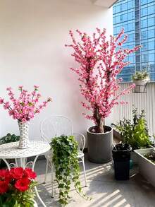10/5/1件人造櫻花絲綢桃花，春季裝飾DIY花藝，適合花園、居家桌面中心裝飾、派對婚禮裝飾、庭院櫻花枝、仿真植物，適用於戶外室內房間、浴室、辦公室、露台、庭院、牆面、陽台花瓶裝飾 - 粉色 - 查看 5