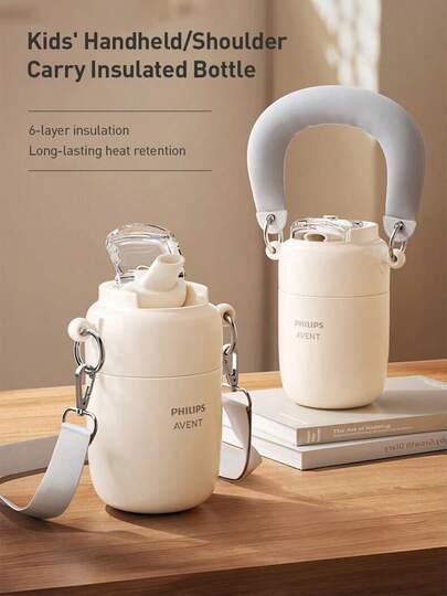 Philips Avent Children's Water Bottle, 316 Stainless Steel Insulated Cup, Straw Cups For Toddlers 1-3, Six Layer Insulation, 360 Degree Leak Proof, With Adjustable Strap, Keeps Drinks Warm Or Cold