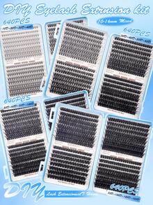 640/608pcs D-Curl Fluffy False Eyelashes, High Capacity, Suitable For Beginners, Dense & Voluminous, DIY Segmented Lash Extension, Enlarging Eyes, Lightweight & Reusable, Large Capacity Individual Lashes, Soft & Natural, Create 3D Layered Eye Makeup, Easy For Home DIY, Portable For Travel, Convenient For Daily Commute - D - 查看 3