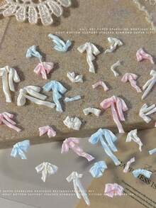 50个软质美甲蝴蝶结装饰，混色珠光蝴蝶结，简约3D缎面蝴蝶结美甲饰品 - 彩色 - 查看 3
