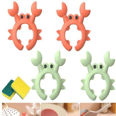1 pieza Soporte de silicona con forma de cangrejo creativo, Tamaño: 6,6 cm x 6 cm, Adecuado para cocina y cocina al aire libre (Rojo/Verde)
