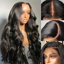 200% Density 34Inch 13x4 Body Wave Lace Front Wigs Blended Human Hair Pre Plucked 13x4 Frontal Wigs Human Hair HD Lace Body Wave Wig 100% Human Hair Wigs For Women Black Color - Natural & Black - View 5