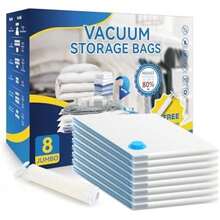 Simple Deluxe - 8 bolsas de almacenamiento aspiradora jumbo para ahorrar espacio, bolsas de sellado aspiradora con bomba de mano para edredón, mantas, ropa de cama, almohadas y ropa(8 Jumbo-New) - 50*60 - Ver 1
