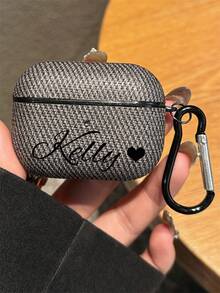 [Customized]Personalized Initials Letters Customize Fabric Pattern Earphone Case Earphone DIY Case Compatible With 1 2 3 4 Pro 2 Pro 3 Luxury Cover Perfect Gift For Birthday Present, Christmas Gift, Halloween Gift