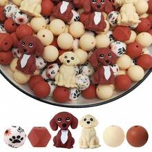 25/32 piezas Nuevo juego de cuentas de silicona con diseño de cachorro 3D lindo - Tonos de piel, rojo ladrillo, negro, blanco, naranja con forma de cachorro - Cuentas con diseño de personajes animales adorables - Ideal para llaveros DIY, collares, pulseras, bolígrafos decorativos, joyería y artesanía de colgantes - Adecuado para regalos de vacaciones y cumpleaños - Serie de perros de compañía - Ver 3