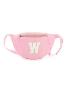 1pc DIY Girls Letter Print Crossbody Bag, Cute Shoulder Bag, Messenger Bag, Fanny Pack, Suitable For Daily Use, Outdoor, Travel, Hiking, Portable, Ideal Gift For Girls