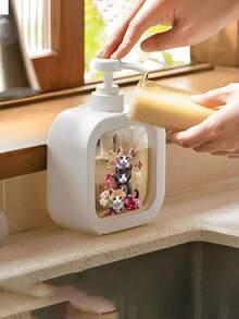 Cute Black Cat & Floral Soap Dispenser - Refillable Pump Bottle, Compact & Elegant, Suitable For Kitchen/Bathroom, Can Hold Dish Soap, Hand Wash, Lotion Etc. - Ideal Housewarming Gift For Cat Lovers, Spring Decor - Durable Plastic Material, Bathroom Accessory, Fun Design, Easy Pump, Home Decor - Multicolor - View 6