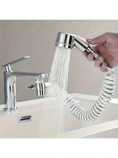 1pc Faucet Extender & Shower Head Adapter, Suitable For Bathroom Sink, Ideal For Cleaning Pets, Showering, Hair Washing, Extended Water Spray