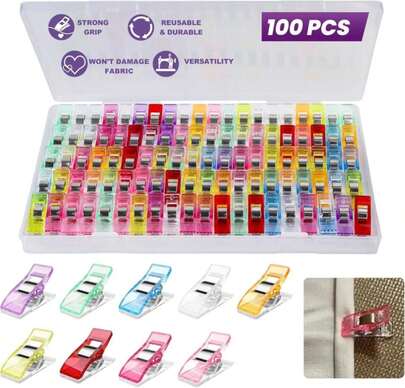 Bofoho 100PCS Sewing Clips With Storage Box – Strong Grip, No Pin Marks, Multi-Colored Quilting Clips For Fabric, Crafts &Amp; Sewing Projects