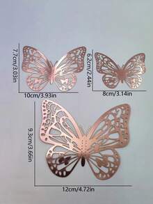 12pcs/Set 3D Hollow Butterfly Wall Stickers, Cake Decor, Wedding Decor, Living Room Home Decor - Rose Gold - View 6