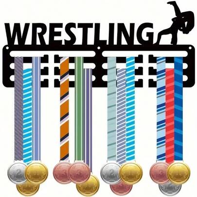 1pc Fashion Wrestling Medal Display Rack - Space-Saving, Easy-Install Wall-Mounted Medal And Trophy Holder, Ideal For Athletes And Sports Enthusiasts, Perfect Gift For Athletes, Medal Hanging Rack | Modern Design | Durable Metal Rack, Medal Display Rack