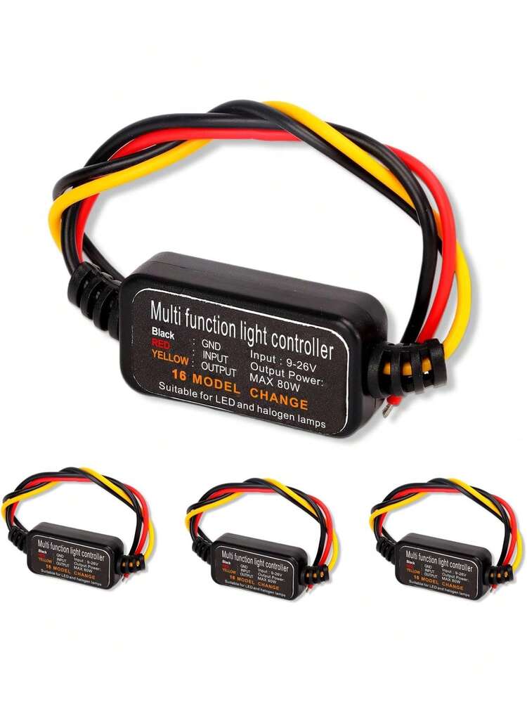 Controlador estroboscópico Flash, 80W Universal DC9-26V 16 Modos estroboscópicos Luz de Freno Intermitente Luz de Freno Módulo estroboscópico para luz de Freno Luz de Parada Trasera,39171073 - A - Añade 1