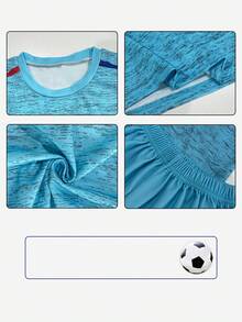2024 Tween Boys New Light Blue Soccer Jersey Away #10, Soccer Uniform Set - Polyester, Round Neck Short Sleeve Top And Shorts, Suitable For Boys & Girls Sports, Training And Casual Wear, Perfect For Outdoor - Mint Blue - View 4