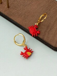 一对造型奇特的螃蟹卡通耳环，可爱时尚的女士耳环 - 紅色 - 查看 5