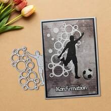 创意足球和圆形切割模具，DIY剪贴簿相册和压花模板，贺卡制作工具，卡片纸切割工艺品，礼品卡制作模板模切。 - 銀色 - 查看 4