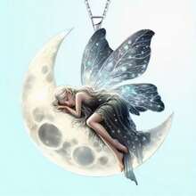 1 Peça Elegante Colar Pingente de Princesa Fada da Lua 2D Plana, Pingente Encanto de Princesa Fada da Lua Acrílica, Colar de Jóias Foto de Fada Duende, Melhor Amor dos Pais, Presente Ideal para Neta/Filha, Presente de Halloween, Presente de Aniversário - Multicolorido - Visão 6