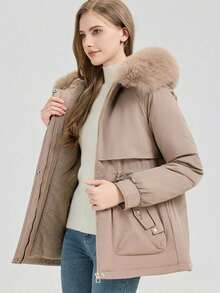Winter Clothes for Women Abrigos De Invierno Para Mujer Coats for Women Winter New Pie Overcomes Padded Clothes, Women's Clothing Medium and Long Fur Collar Jacket Thickened Padded Jacket Padded Clothes - Caqui - Ver 2