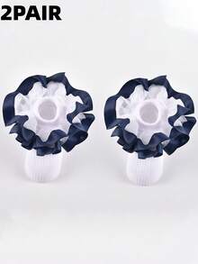 2 pares de calcetines de princesa con doble capa de encaje para niños - Multicolor - Ver 7