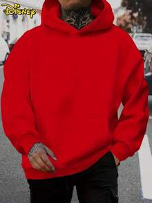 Angry Mickey Hoodie-Men's Cartoon Pattern Pullover, Loose Hoodie Sweater In Front Pocket, Suitable For Casual Wear, Disney's Birthday Gift, Travel Clothes, Playful Design, Comfortable Fabrics, Fan Clothes, Movie Lovers, Home Clothes, Durable Materials, Printed Sweatshirts, Men. - Red - View 5