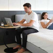 Mesa Auxiliar En Forma De C Para Sala, Mesas Laterales Redonda Para Sala, Mesita De Centro Mesita Auxiliar Minimalista Moderna, Para Sofás Y Camas, Espacio Pequeño, Dormitorio - Champán - Ver 10