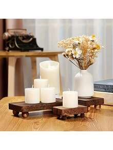 Base minimalista de madeira (1 peça), suporte simples de madeira para velas de aromaterapia com pés, suporte de madeira empilhável, organizador de mesa para decoração de sala de estar, banheiro e cozinha. - Castanho - Ver 3