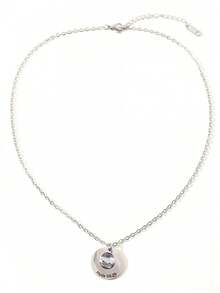 1pc Personalized Date Disc Necklace With Birthstone, Custom Text Birthstone Pendant Necklace Gift For Her, Engraved Coin Necklace, Anniversary Gift, Valentine's Day Gift, Graduation Gift, Christmas Gift, Birthday Gift - Multicolor - View 7