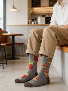 1 Pair/2 Pairs/4 Pairs Funny Cartoon Penguin Print Mid-Calf Socks, Unique Fashion Unisex Casual Mid-Calf Socks, Men Crew Socks - Multicolor - View 6