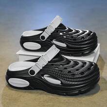 Men's New Breathable Clogs Sandals, Soft Sole Non-Slip Comfortable Slippers For Indoor/Outdoor, Beach, Lightweight & Flexible EVA Material, Thick Sole Comfortable Feeling, Suitable For Summer (Size Run Small, Please Order One Size Up) - Black and Gray - View 5