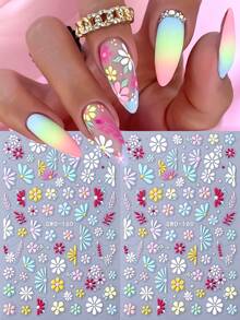 Bộ 2 miếng dán móng tay hình cánh hoa cúc 5D thanh lịch, họa tiết hoa macaron nhiều màu sắc, phong cách Bohemian, quà tặng cho phụ nữ và bé gái, tự dán, dùng trang trí móng tay tại salon. - Nhiều màu - Xem 2