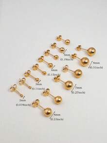 7/4/3对极简迷你球形不锈钢耳钉套装，男女皆宜，可叠戴；14K镀金大圆球设计耳钉，男女通用，蝴蝶扣耳堵，适合耳骨、耳廓、耳垂等穿孔，适合女孩度假、节日、派对及日常佩戴。 - Standard - 查看 11