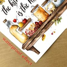 1/3片装防水厨房墙贴，悬浮置物架设计，配有食品罐和励志语录乙烯基贴纸，适用于家居装饰厨房防溅板艺术 - 彩色 - 查看 8