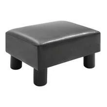 Ottoman/Bench Made Of Black Faux Leather, 40x30x24cm, Stylish And Comfortable For Living Room And Hallway.