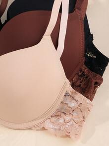 3pcs/Set Women's Supportive Bras, Comfortable Breathable Underwire Bras, Essential For Summer - Multicolor - View 5