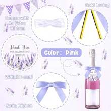 50 Set Blue Hydrangea Champagne Bottle Tags For Wedding Thank You Wine, Thank You Labels With Twist Tie Bows And Ribbon For Baby Bridal Shower, Birthday, Wedding, Party Supplies Gifts - 紫薰衣草 - 查看 5