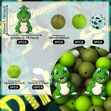 6/30pcs 3D Dinosaur Series Silicone Bead Set, 15mm Silicone Round Beads, Polygon Silicone Beads, Colorful Tyrannosaurus Rex & Triceratops Shaped Beads, Suitable For Pen Decor, Jewelry Making, Beading Crafts - Colorful Dinosaur Series - View 12
