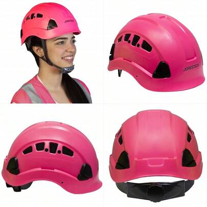 ABS WorkatHeight And Rescue Hard Hat Slotted Ventilated Helmet W Adjustable Ratchet 6Point Suspension ANSI Z89.114