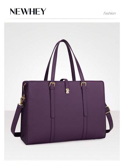 NEWHEY 15.6 Inch Women's Genuine Leather Laptop Bag, Waterproof Shoulder Bag For Women, Laptop Briefcase