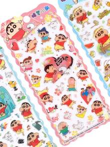 蜡笔小新3D卡通可爱贴纸，高品质日系动漫风格装饰贴纸，适用于办公室、学校、行李箱、吉他、水瓶、手机壳等，以及时尚装饰。 - 彩色 - 查看 1