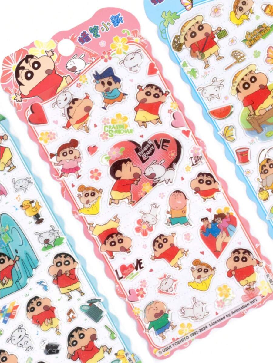 蜡笔小新3D卡通可爱贴纸，高品质日系动漫风格装饰贴纸，适用于办公室、学校、行李箱、吉他、水瓶、手机壳等，以及时尚装饰。 - 彩色 - 查看 1