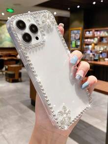 Transparent Luxurious Diamond Crystal Flower & Star Dual Flower Rhinestone Soft Phone Case Compatible With Apple X/XS/XR/11/11 PRO/11 PRO MAX/12/12 PRO/12 PRO MAX/13/14/13 PRO/13 PRO MAX/14 PLUS/14 PRO/14 PRO MAX/15/15 PLUS/15 PRO/15 PRO MAX/16/16 PRO/16 PRO MAX Waterproof Shockproof Anti-Fall Scratch Resistant - Multicolor - View 4