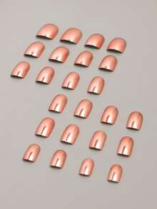 VV MEI JIA ER 24pcs Rectangular Punk Style Nail Stickers, With 1 Nail File And 1 Bottle Of Jelly Gel Nails Nail Supplies - Coral Orange - View 5