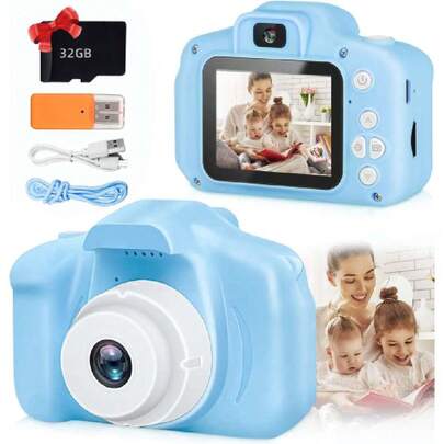 Camara para Niños, Mini Cámara Digital de Video para Niñas Selfie, Camara Fotos Infantil 1080P con Pantalla 2.0 IPS HD y Tarjeta SD 32G, Navidad Regalos de Juguete para Niños y Niñas de 3-12 Años Azul,39172265