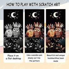 12pcs DIY Scratch Rainbow Art Paper Scratch Painting Postcards, Animal, Landscape, Architecture Scratch Paper - Black - View 5