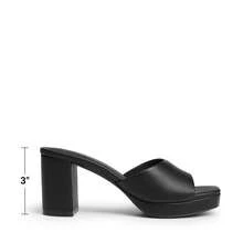 Women Minimalist Open Toe Heeled Mule Sandals Slip On, Thick Heel Casual High Heel Sandals For Outdoor Spring/Summer - Black - View 5