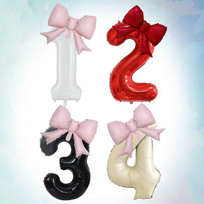 Bộ 2 bóng bay số 32 inch, bóng bay hình nơ màu hồng và đỏ, bóng bay số từ 0-9 màu trắng, đỏ, đen và kem, thích hợp cho tiệc sinh nhật, trang trí kỷ niệm.